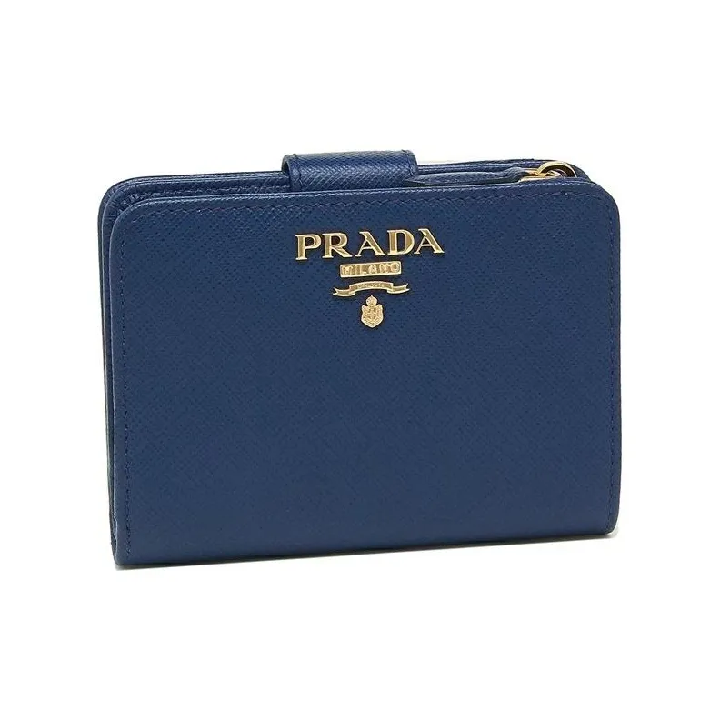 PRADA Leather Wallet Women's Blue-1