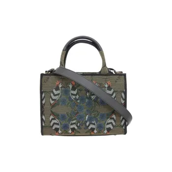 Furla Canvas Tote Bag, Shopping Bag, One Shoulder Crossbody Bag, Canvas Bag, Handbag Mini Women's Green & Multicolor