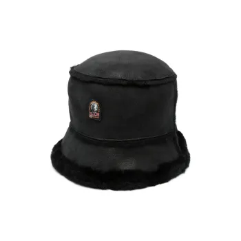 PARAJUMPERS Sheepskin Leather And Fur Bucket Hats Men's Black