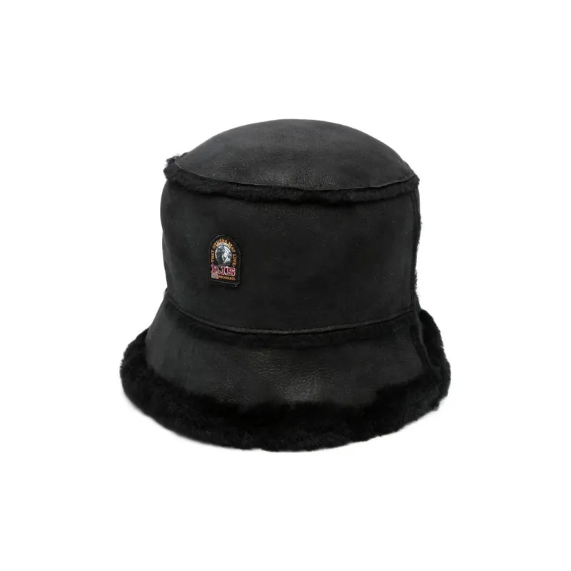 PARAJUMPERS Sheepskin Leather And Fur Bucket Hats Men's Black-0