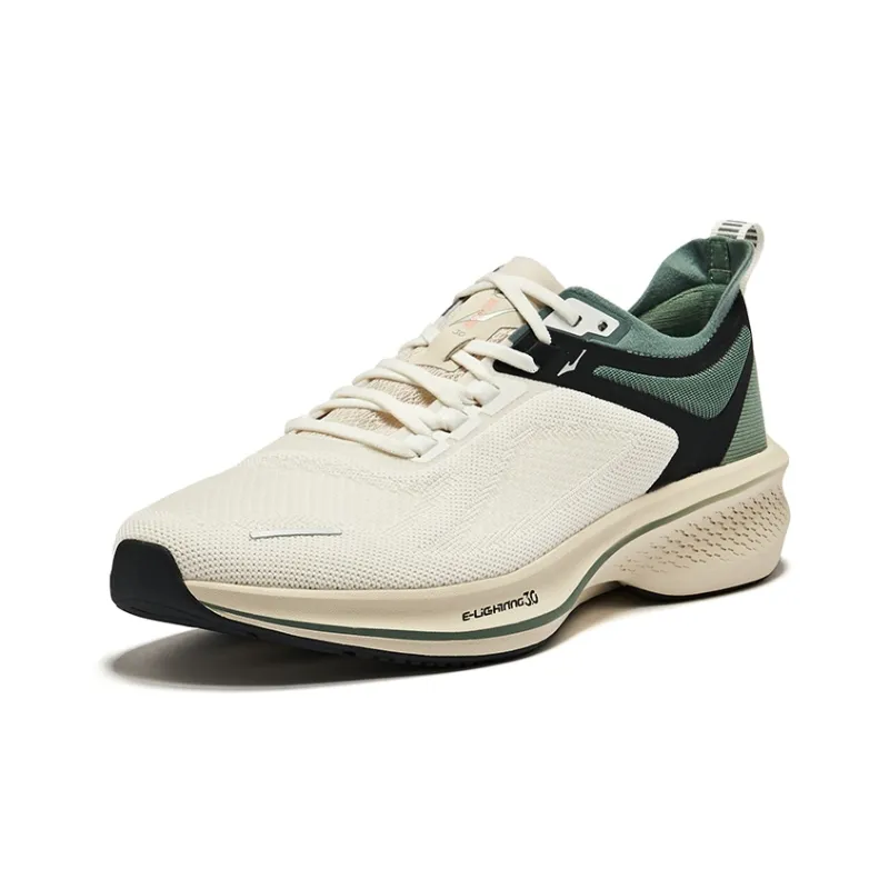 Erke Lightning 3.0 Cushioning Wear Resistant Rebound Low Top Running Shoes Men's Microcrystal White Warm Linen-2