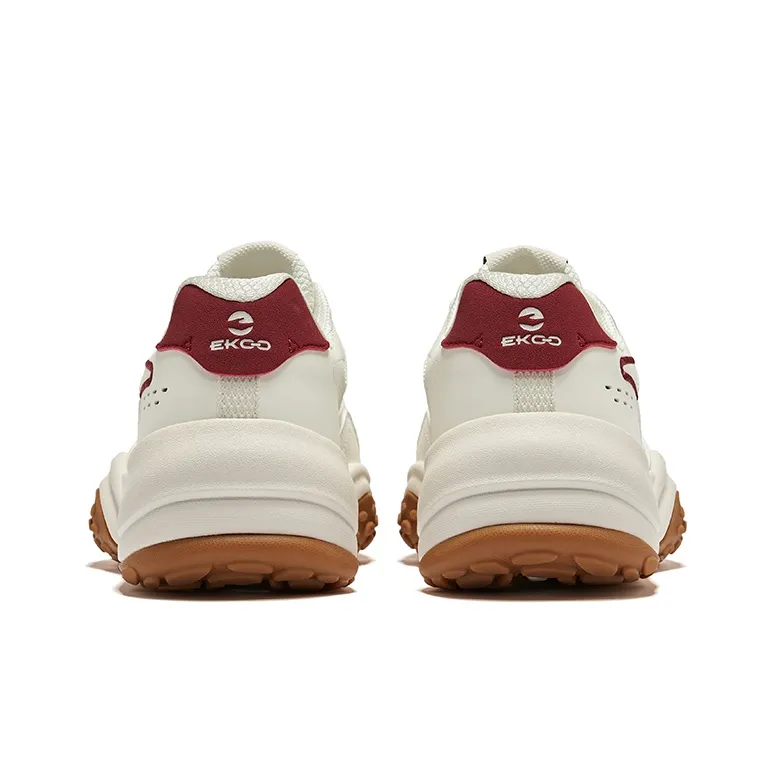 Erke Cheese Cushioned Slip-Resistant Low-Top Casual Shoes Men's Microcrystal White Velvet Red-3
