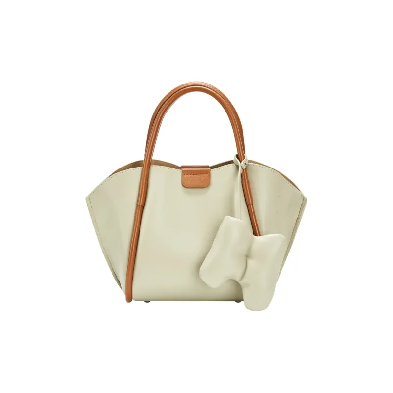 MARKANGARO Microfiber Synthetic Leather Tote Handbag Regular Women's Ecru & Brown \ Lychee Gray & Brown-7