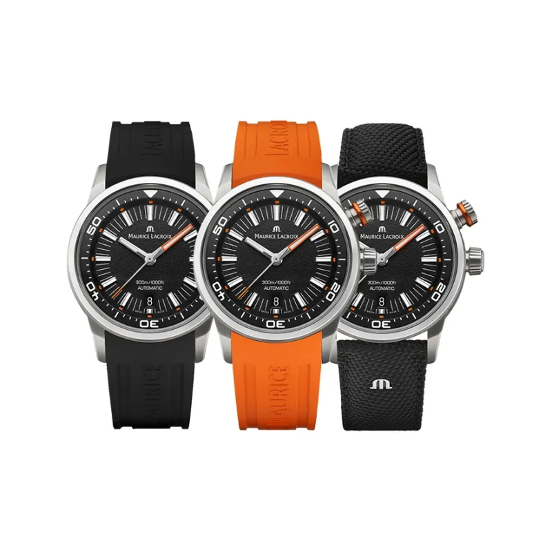 MAURICE LACROIX Automatic Mechanical Movement Men's Watches Watch 42mm 42 Black Dial Stainless Steel Case Rubber Strap-1