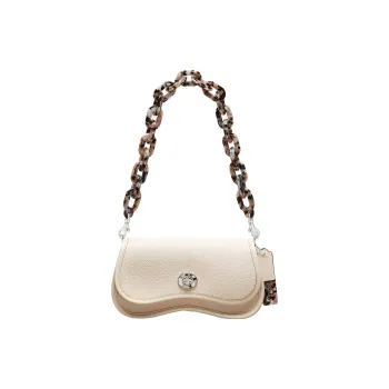 Coachtopia Wavy Dinky Textured Coachtopia Leather Portable Crossbody Bag, Shoulder Bag Medium Size Women's White