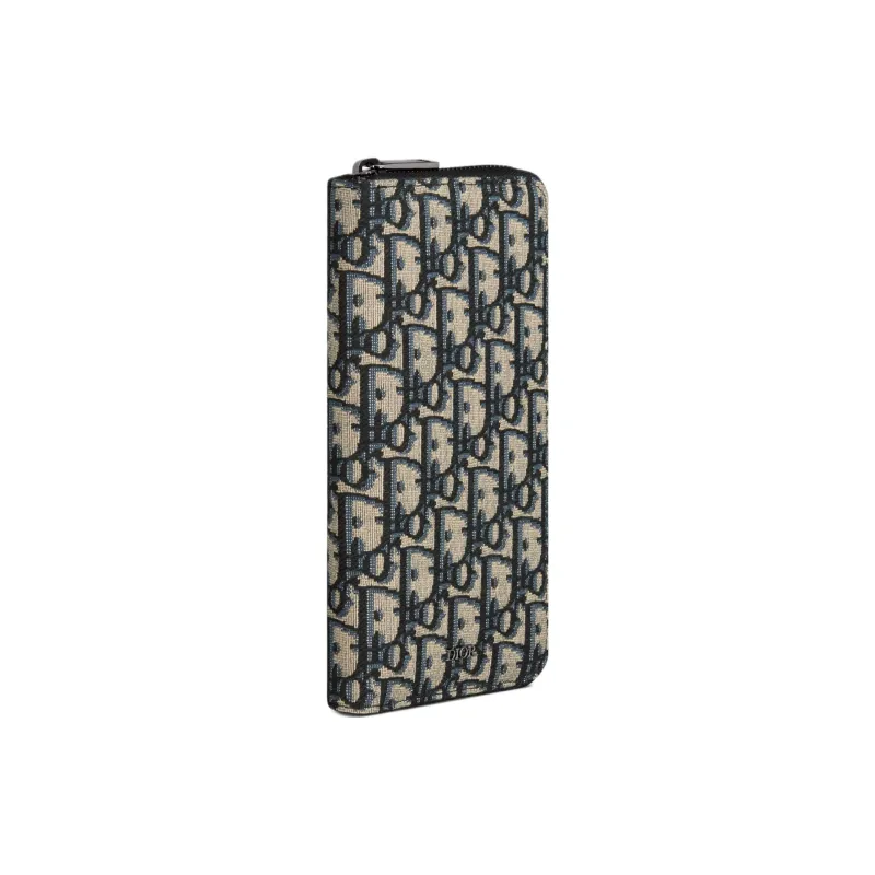 DIOR Oblique Jacquard Fabric Wallet Men's Beige & Black-1
