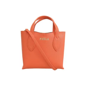 Furla Leather Tote Bag, Shopping Bag, Shoulder Bag, Handbag Mini Women's Orange