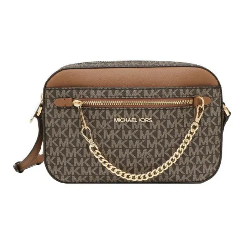 MICHAEL KORS Canvas With Leather Crossbody Bag Shoulder Bag Women's Brown Gold