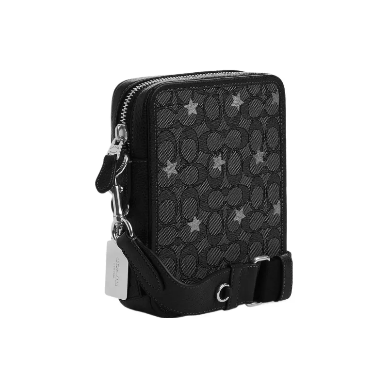 COACH Sullivan Jacquard With Leather Camera Bag Shoulder Bag Crossbody Bag Small Size Men's Charcoal Gray-1