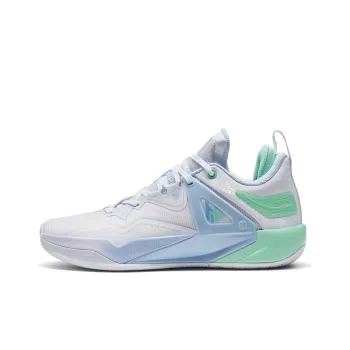 XTEP Basketball Shoes Men Mid Top New White/Light Neon Turquoise