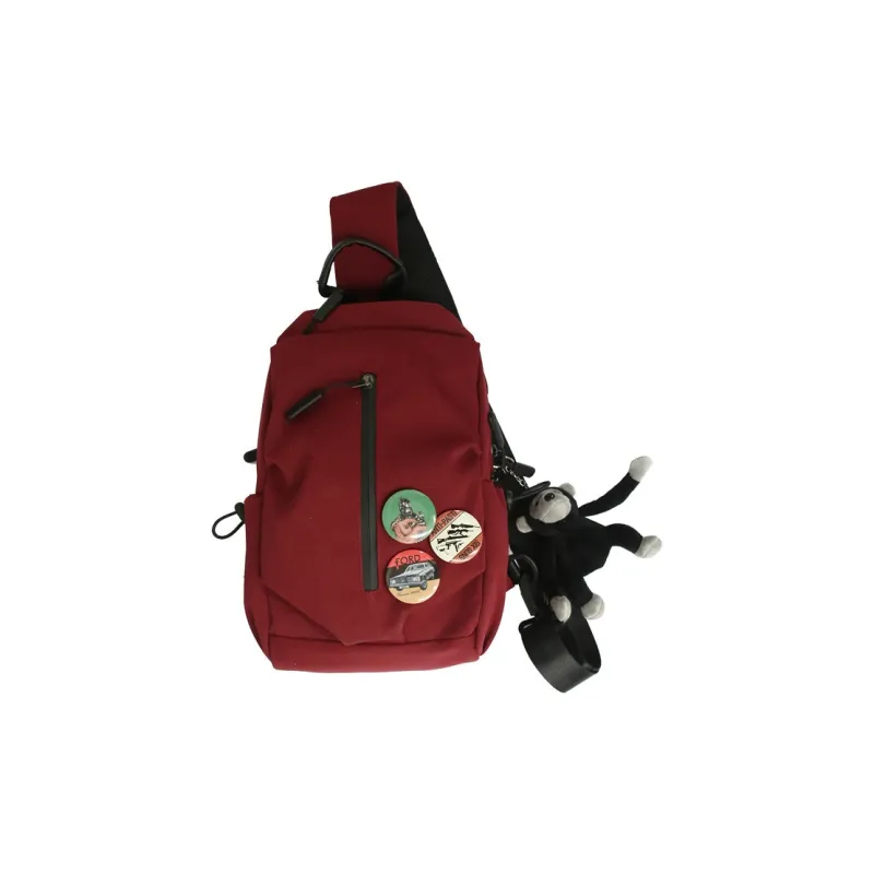 Duoluplo Doron Paul Nylon Sling Bag Regular Unisex Ecru/Black/Red-8