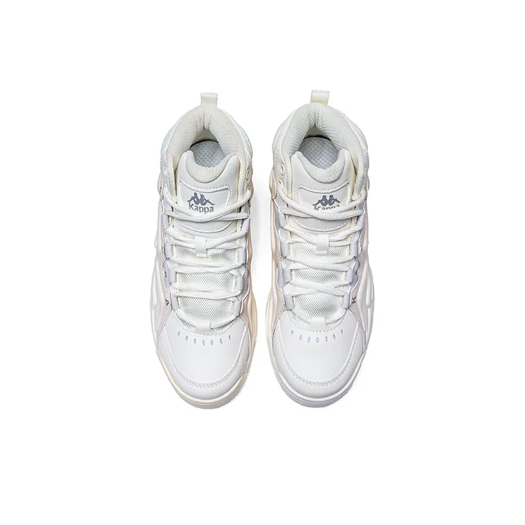 Kappa High Top Vintage Basketball Shoes Unisex Winter White Egret Feather White-3