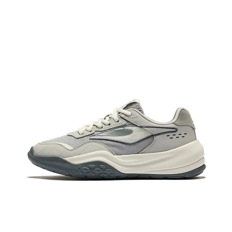 Erke Cheese Cushioning Wear Resistant Low Top Casual Shoes Men's Gray Microcrystal White-0