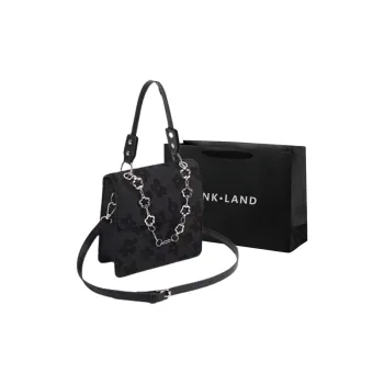 PINK·LAND Velour Floral Handbag Crossbody Bag Regular Women's Black