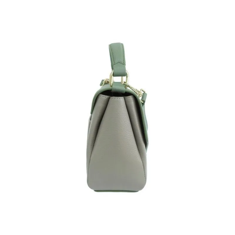 Furla Leather Shoulder Bag, Crossbody Bag, Handbag Small Size Women's Green & Marble Gray-2