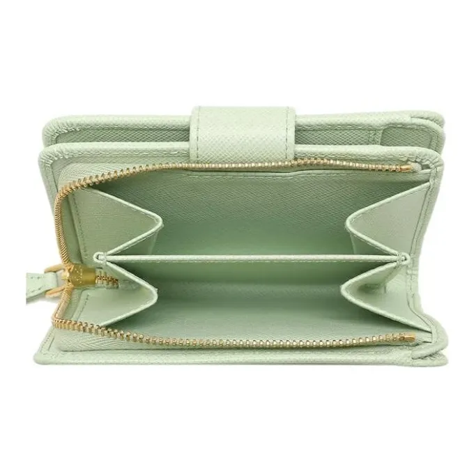 PRADA Leather Wallet Small Size Women's Green-3