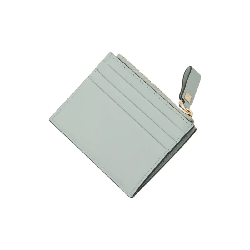Valentino Rockstud Calfskin Coin Purses Card Holders Women's Aquamarine Stone Color-2