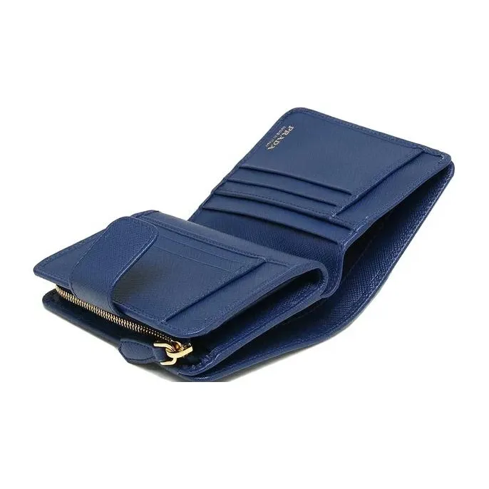 PRADA Leather Wallet Women's Blue-4