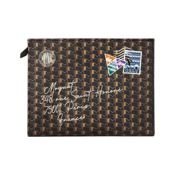 Moynat Monogram Canvas Clutch Unisex Carbon Bronze