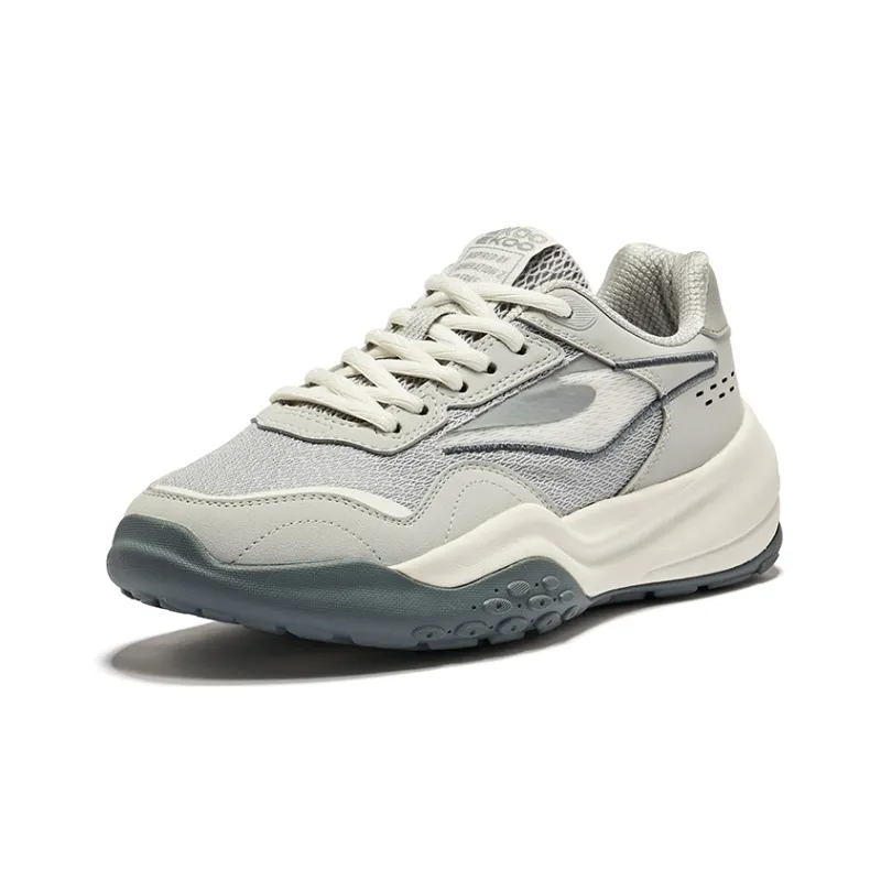 Erke Cheese Cushioning Wear Resistant Low Top Casual Shoes Men's Gray Microcrystal White-2