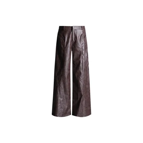 Jenna Chun Leather Pants Women's Multicolor Brown