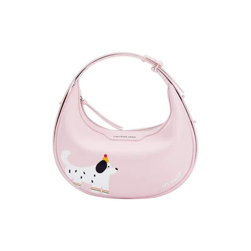AMAZING SONG Cow Leather One Shoulder Handbags Regular Women's Cream White/Hug Pink-9