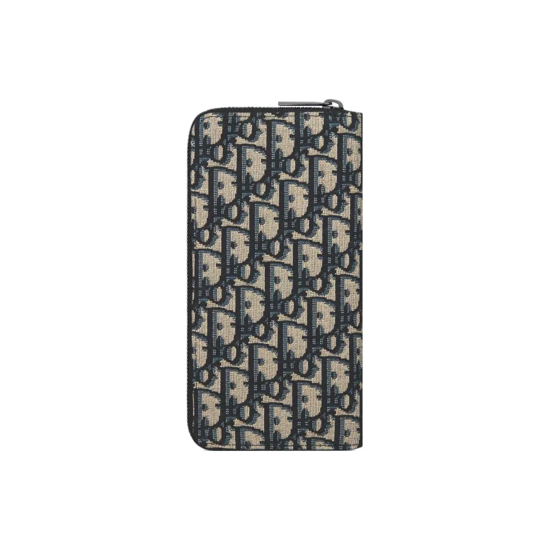 DIOR Oblique Jacquard Fabric Wallet Men's Beige & Black-2