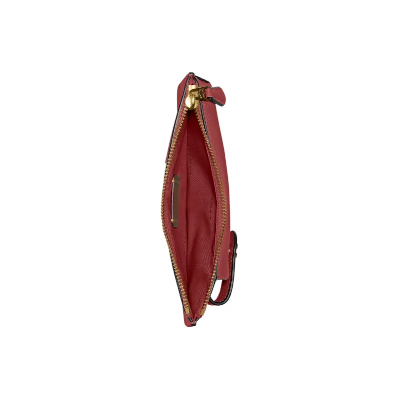 COACH Leather Cell Phone Pouch Wallet Women's Enamel Red-1