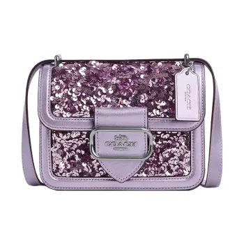 COACH Morgan Smooth Leather Bonded Calfskin Small Square Bag Shoulder Bag Crossbody Bag Small Size Women's Light Purple