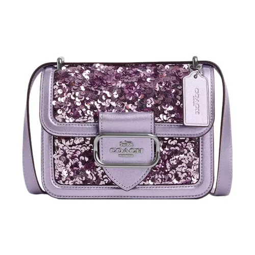 COACH Morgan Smooth Leather Bonded Calfskin Small Square Bag Shoulder Bag Crossbody Bag Small Size Women's Light Purple
