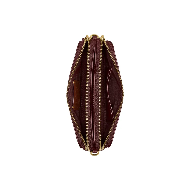 COACH Kira Polished Pebbled Leather Camera Bags Shoulder Bag Crossbody Bag Small Size Women's Brass & Burgundy-2
