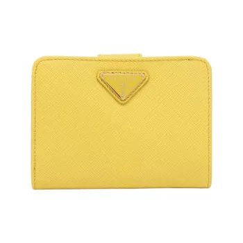 PRADA Saffiano Calfskin Wallet Small Size Women's Yellow