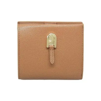 Furla Leather Wallet Women's Cognac White Blue
