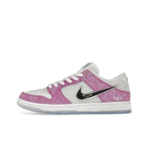 APRIL SKATEBOARDS x Nike Dunk SB Pro QS Anti Slip Wear Resistant Low Top Skateboard Shoes Men's Purple Pink White