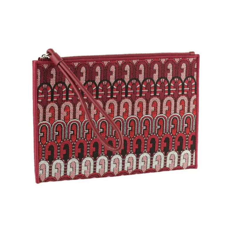 Furla Polyester Clutch Small Size Women's Black & Dark Red-1