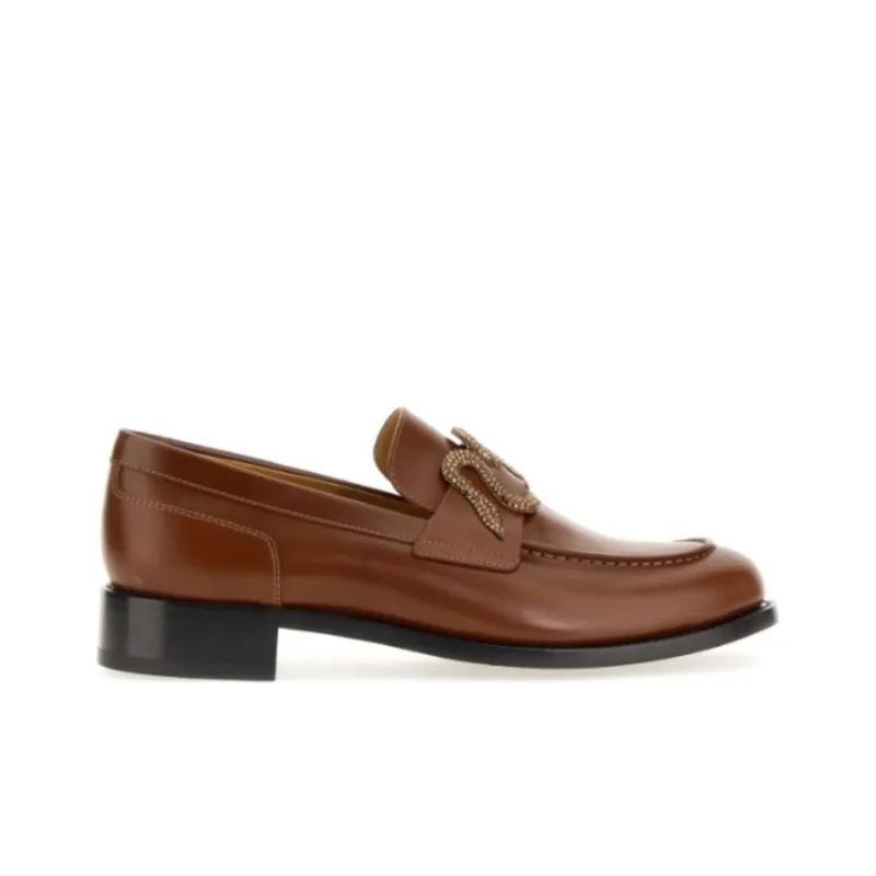 René Caovilla Morgana Rhinestone-embellished Leather Loafers-1