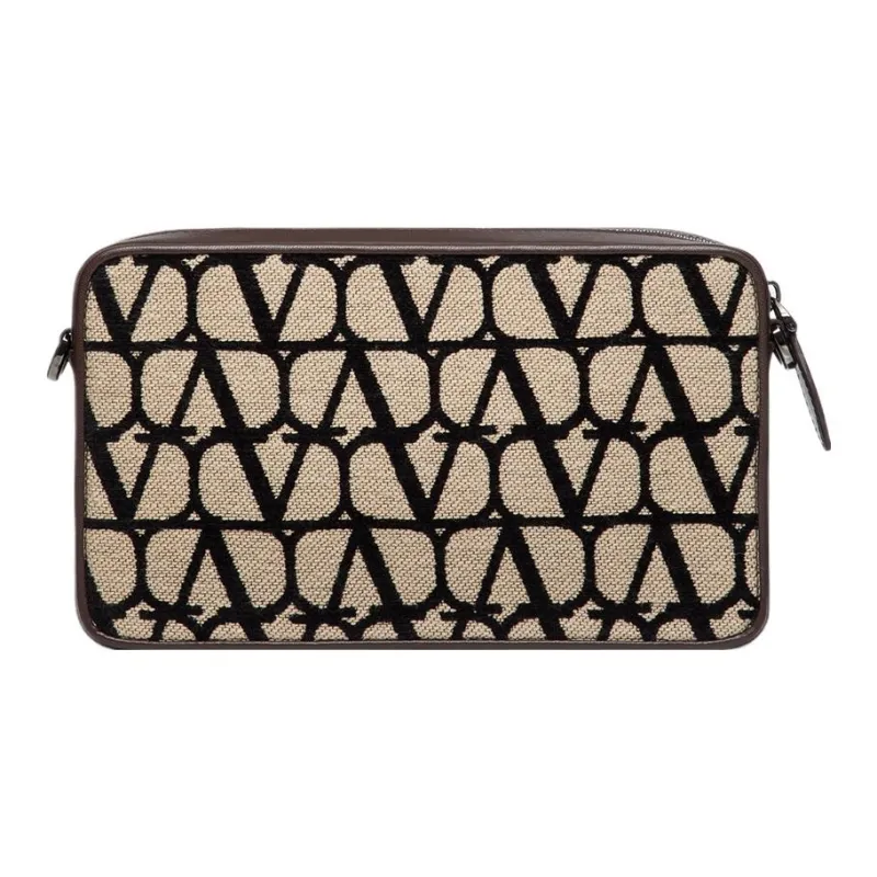 Valentino Goatskin Crossbody Bag Shoulder Bag Men's Black & Beige-4