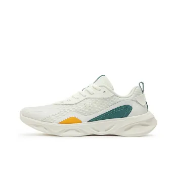 361° Light Feather Cushioning, Slip Resistant, Abrasion Resistant, Breathable Low Top Running Shoes White Green