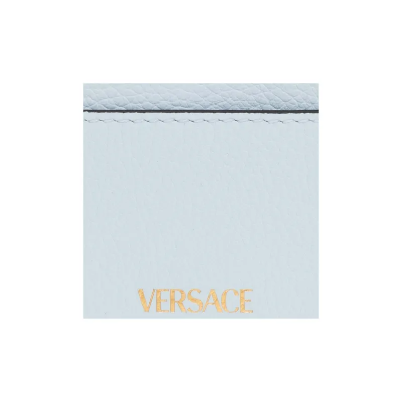 VERSACE La Medusa Cow Leather Card Clip Card Holder Women's Light Blue-3