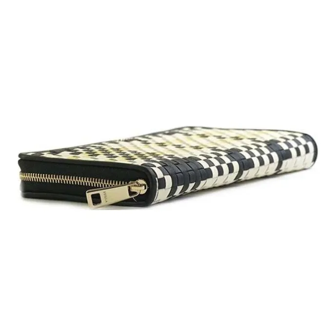 Furla Genuine Leather Clutches Wallets Large Size Women's Yellow/White/Black Multicolor-4