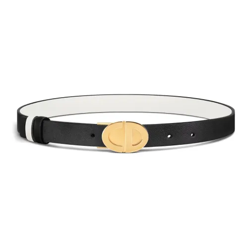 DIOR Double-Sided Decoration Smooth Buckle Leather Belts Women's Black Width 2.2cm