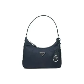 PRADA Re Edition Leather Handbag Shoulder Bag Women's Marine Blue