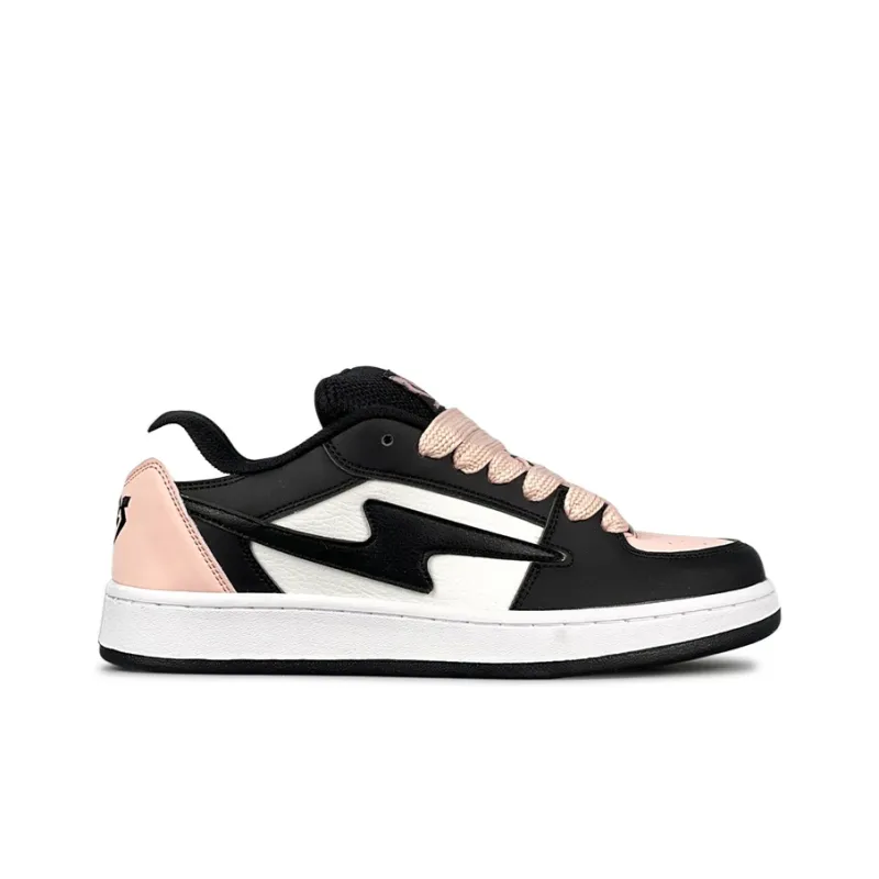 LuzaoT SUPER DRAG Lightning Puffy Shoes Low Top Skateboard Shoes Women's Black Pink-1