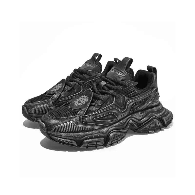 SK.TRIP Bow And Arrow 1 Cushioning Height Increasing Wear Resistant Low Top Chunky Sneakers Unisex Jet Black-3
