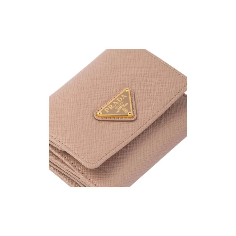 PRADA Saffiano Leather Wallet Trumpets Women's Pink-5