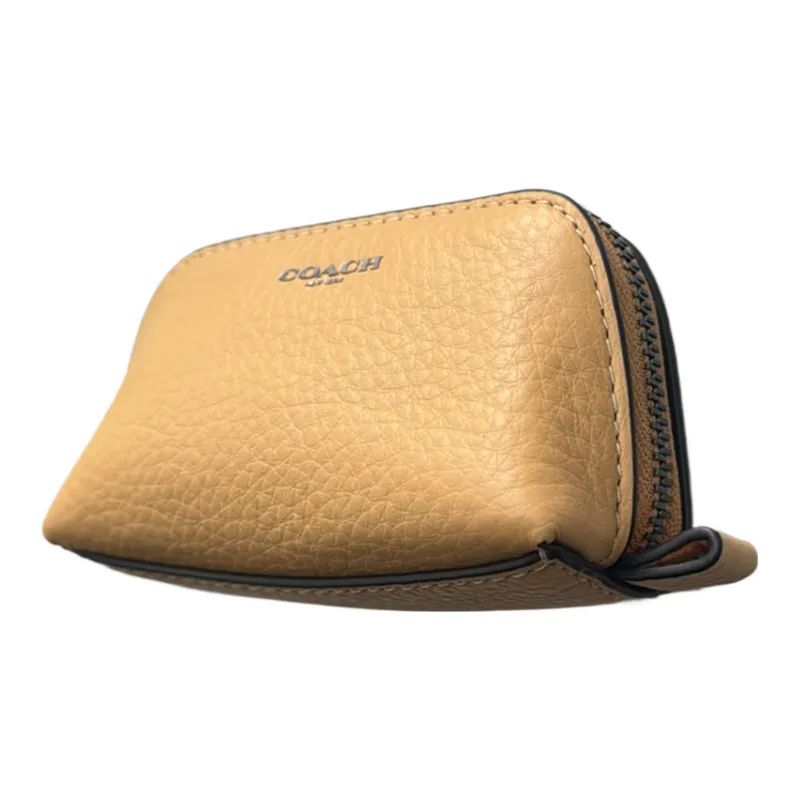 COACH Pebbled Leather Makeup Bag, Clutch Mini Women's Yellow-1