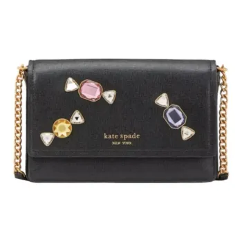 Kate Spade Saffiano Leather Wallet Crossbody Bag Women's Black