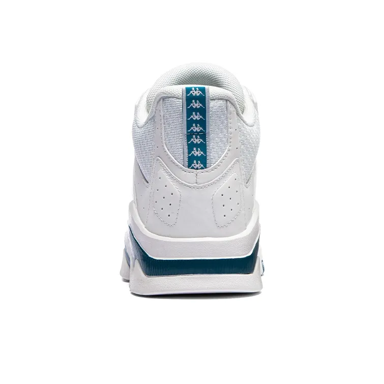 Kappa Slip Resistant Mid Top Vintage Basketball Shoes Unisex White Green-4