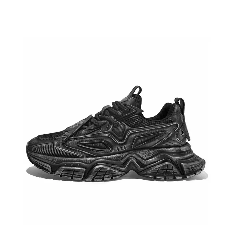 SK.TRIP Bow And Arrow 1 Cushioning Height Increasing Wear Resistant Low Top Chunky Sneakers Unisex Jet Black-1