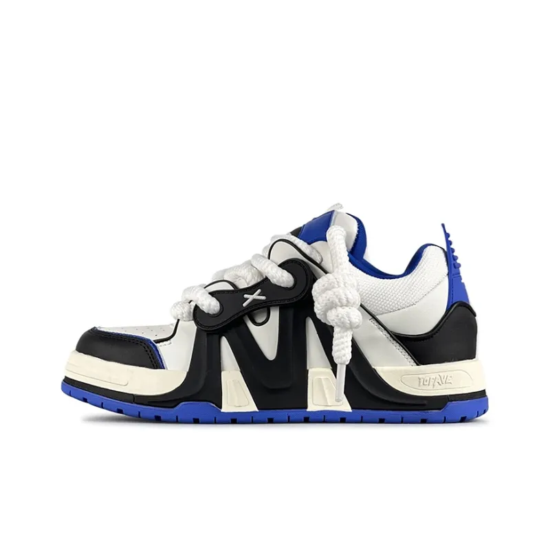 TOFAVE Low Top Skateboard Shoes Unisex Cool And Stylish White Blue-0
